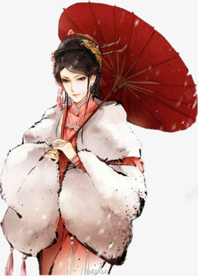 撑着红伞的古典美人png免抠素材_新图网 https://ixintu.com 古典 红伞 美人