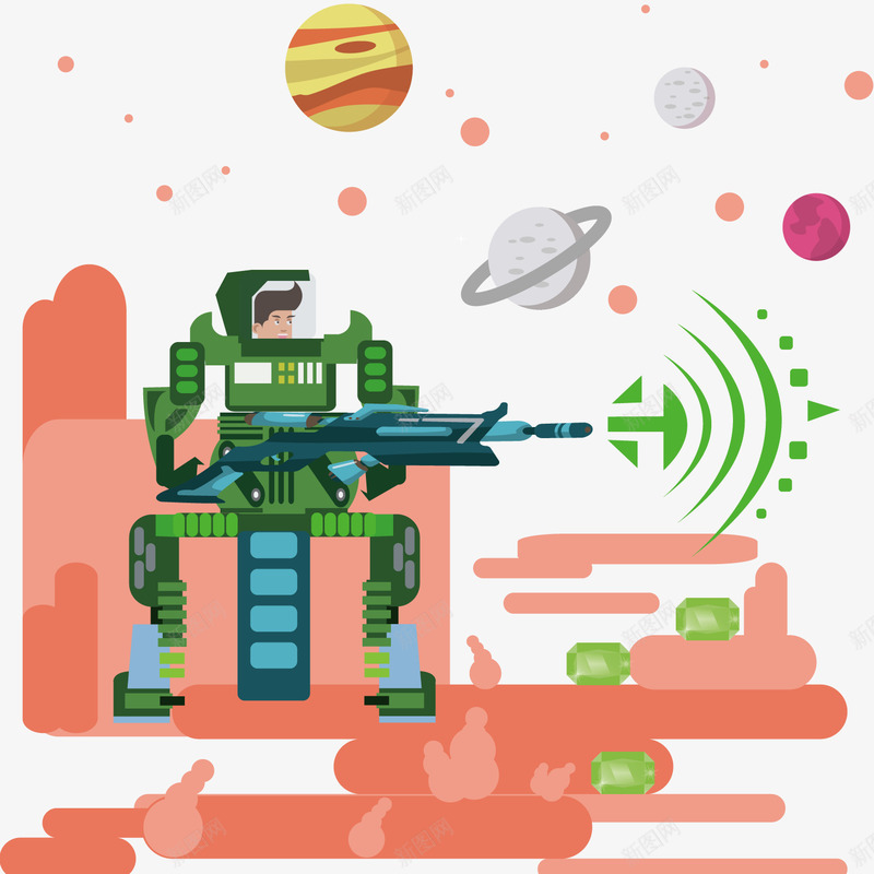 科幻人物矢量图ai免抠素材_新图网 https://ixintu.com 动漫 星球 机器人 科幻人物 矢量图