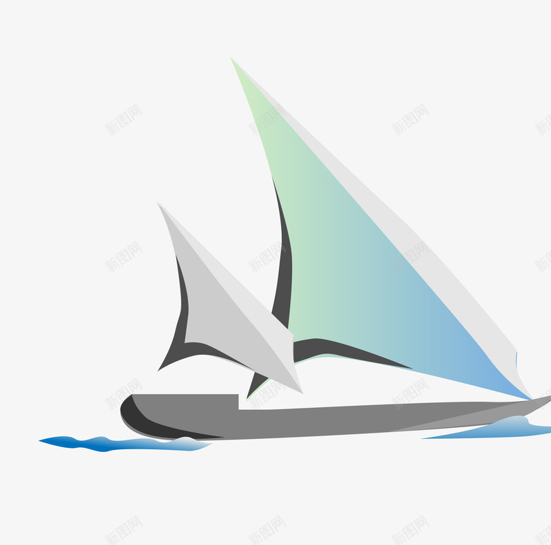 蓝色一帆风顺图标png_新图网 https://ixintu.com 一帆风顺 卡通手绘 图案图标 帆船 扬帆起航 杨帆起航