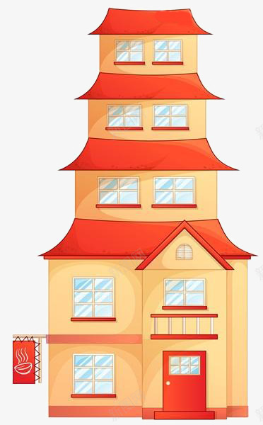 卡通房子png免抠素材_新图网 https://ixintu.com 卡通 房子素材 楼房 窗户