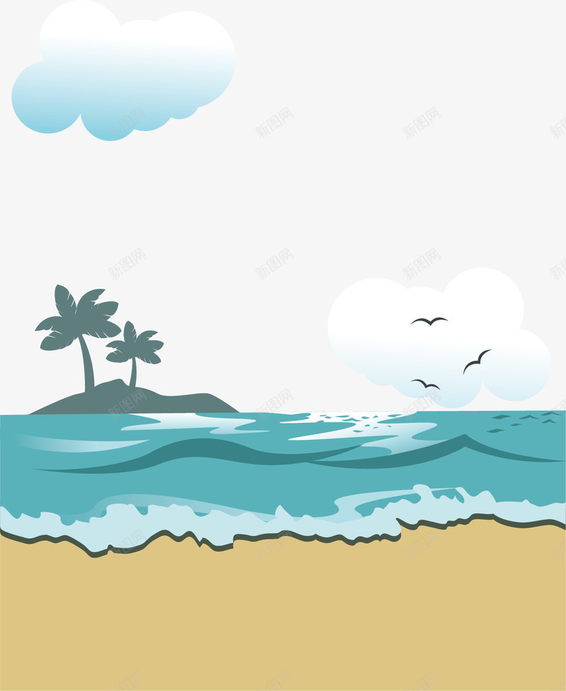 卡通海滩矢量图ai免抠素材_新图网 https://ixintu.com PNG图 PNG图下载 创意卡通 卡通 卡通插图 插图 沙滩 海滩 矢量图