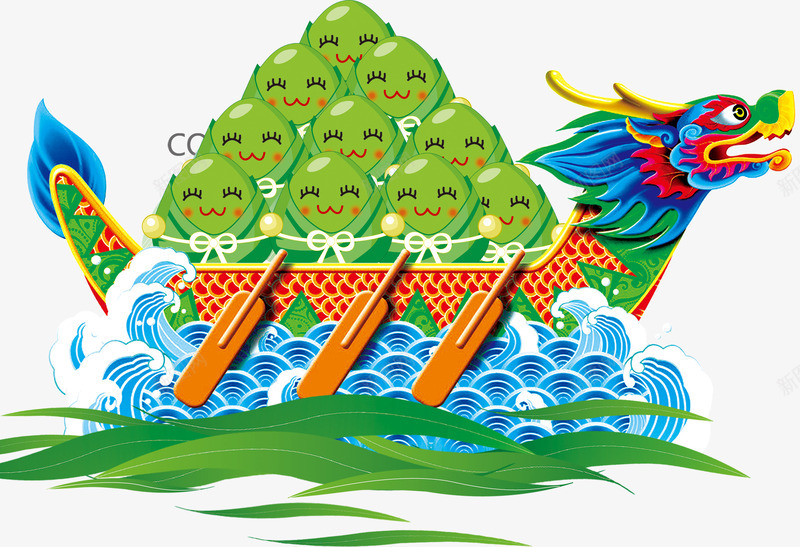 龙舟png免抠素材_新图网 https://ixintu.com 端午节 龙舟