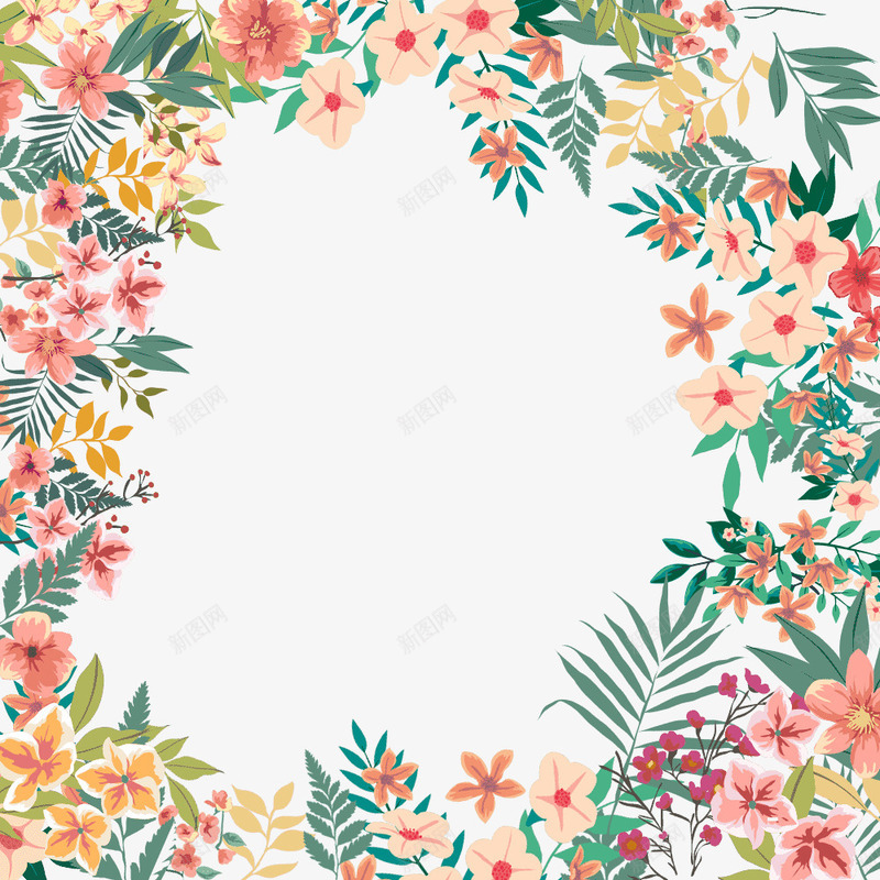 手绘花圃花卉边框png免抠素材_新图网 https://ixintu.com 手绘 相框 花圃 花朵 边框