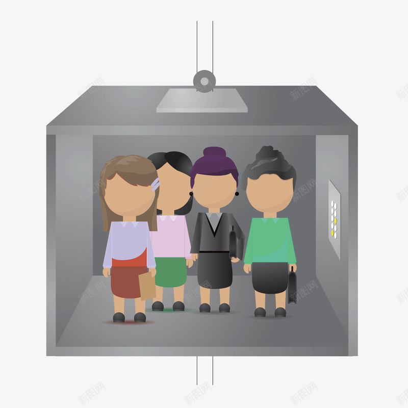 卡通电梯png免抠素材_新图网 https://ixintu.com 乘坐电梯 卡通电梯 电梯 职员等电梯