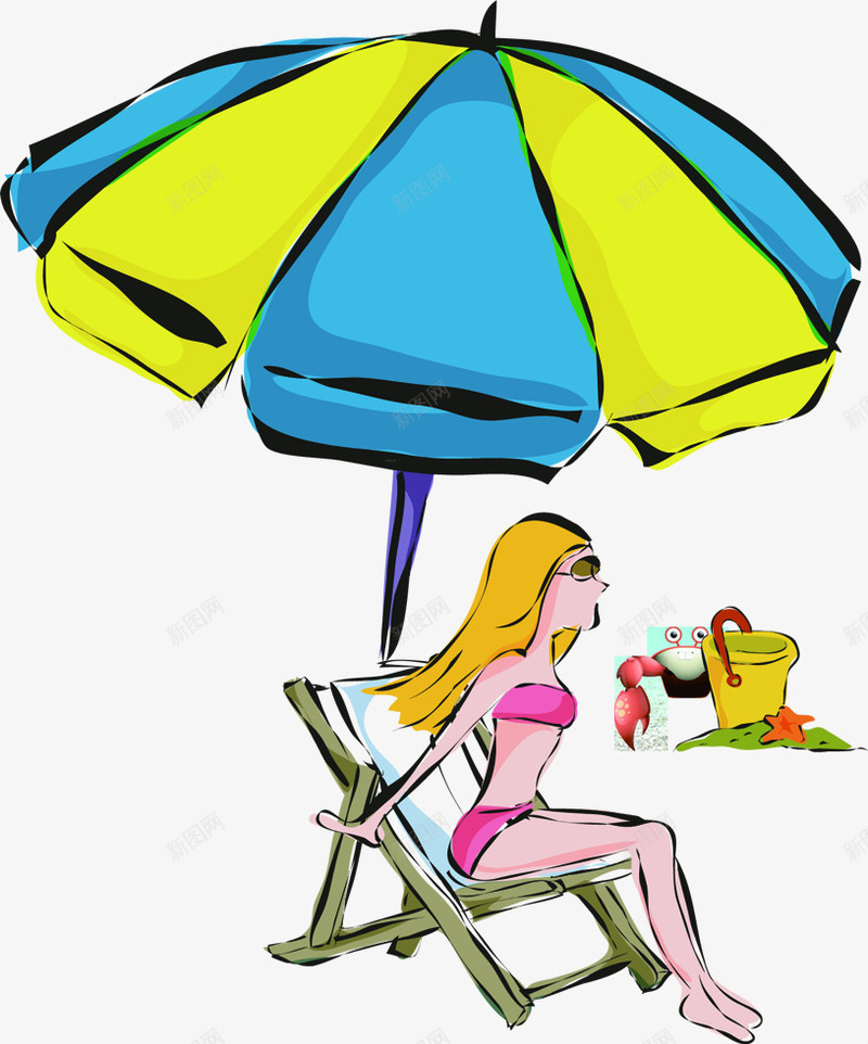 插画海报夏日沙滩座椅png免抠素材_新图网 https://ixintu.com 夏日 座椅 插画 沙滩 海报
