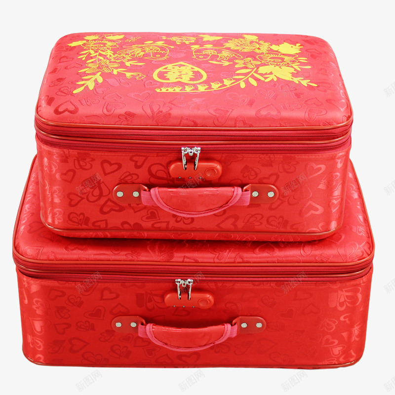 红色结婚皮箱png免抠素材_新图网 https://ixintu.com 产品实物 压箱子 复古密码旅行箱 婚庆嫁妆子母箱 拉皮箱 新娘陪嫁箱 红色结婚皮箱