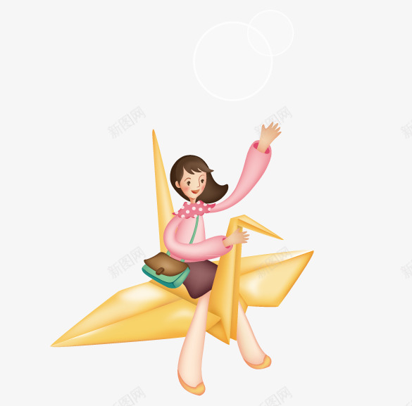 玩耍的女孩矢量图ai免抠素材_新图网 https://ixintu.com 千纸鹤 女孩儿 泡沫 矢量图