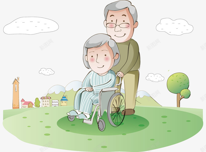 推着老板行走png免抠素材_新图网 https://ixintu.com nbsp 与你携手到老 休闲 坐轮椅 坐轮椅的老人 散步 溜达 漫步 老人 老人散步 老伴 行走 转悠 闲走 闲逛