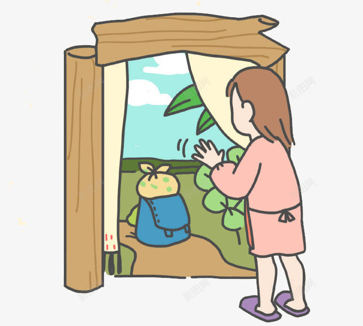 看着青蛙出去旅行的妈妈png免抠素材_新图网 https://ixintu.com 创意 卡通 商务 妈妈 彩色 手绘 旅行青蛙 简约 行李