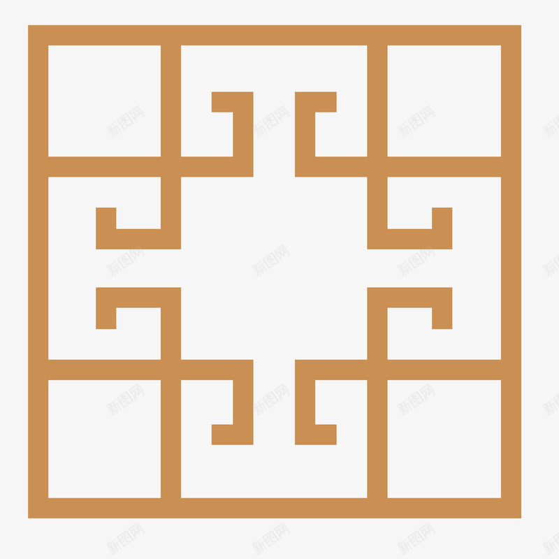 雕花门窗矢量图ai免抠素材_新图网 https://ixintu.com 中式 屏风 花纹 镂空 门窗 雕刻 黄色 矢量图