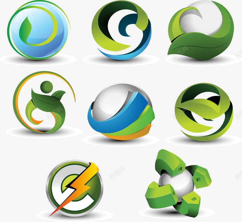 手绘绿色球体图标png_新图网 https://ixintu.com LOGO 图标 手绘 环保 球体 立体 绿色