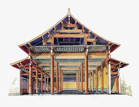 中国建筑png免抠素材_新图网 https://ixintu.com 古建筑 古楼 房屋 木架结构 瓦块