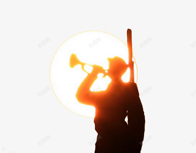 夕阳下吹号的红军战士剪影png免抠素材_新图网 https://ixintu.com 剪影 吹号 冲锋号 夕阳 红军战士