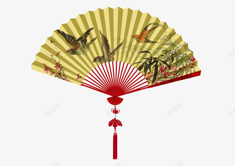 扇子吊坠png免抠素材_新图网 https://ixintu.com 中国风 卡通樱花红色扇子 吊坠 扇子 水墨画 红色