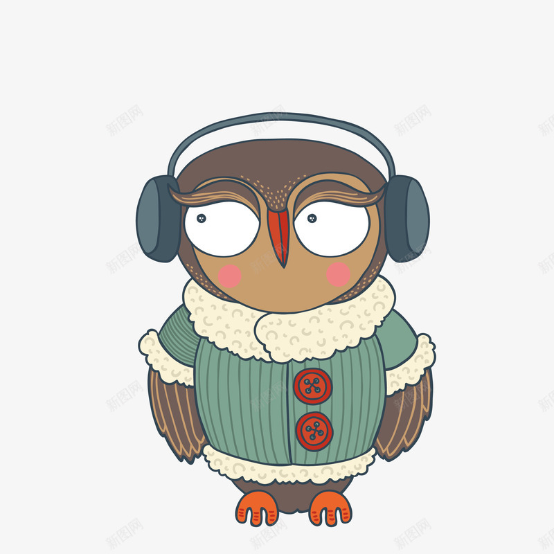 卡通猫头鹰听音乐图案矢量图eps免抠素材_新图网 https://ixintu.com 动物 卡通 图案 小清新 猫头鹰 简约 耳机 装饰 音乐 鸟类 矢量图