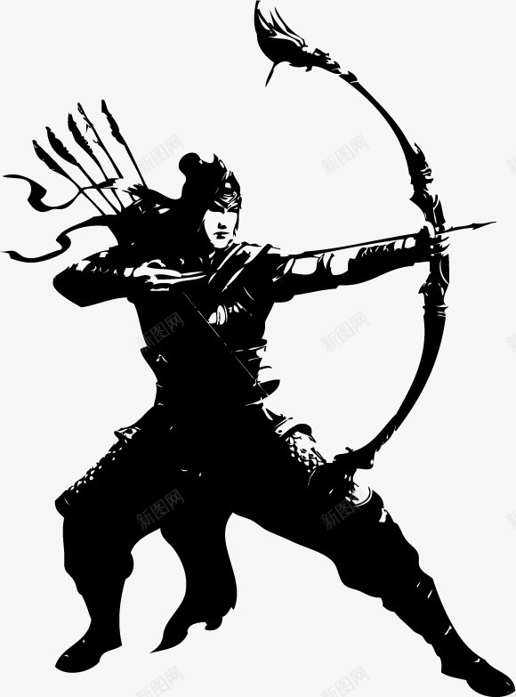 手绘武侠人物png免抠素材_新图网 https://ixintu.com 古典 古装古典 射箭 手绘 插图 武侠 武侠古典 水墨江湖 游戏 黑白线稿