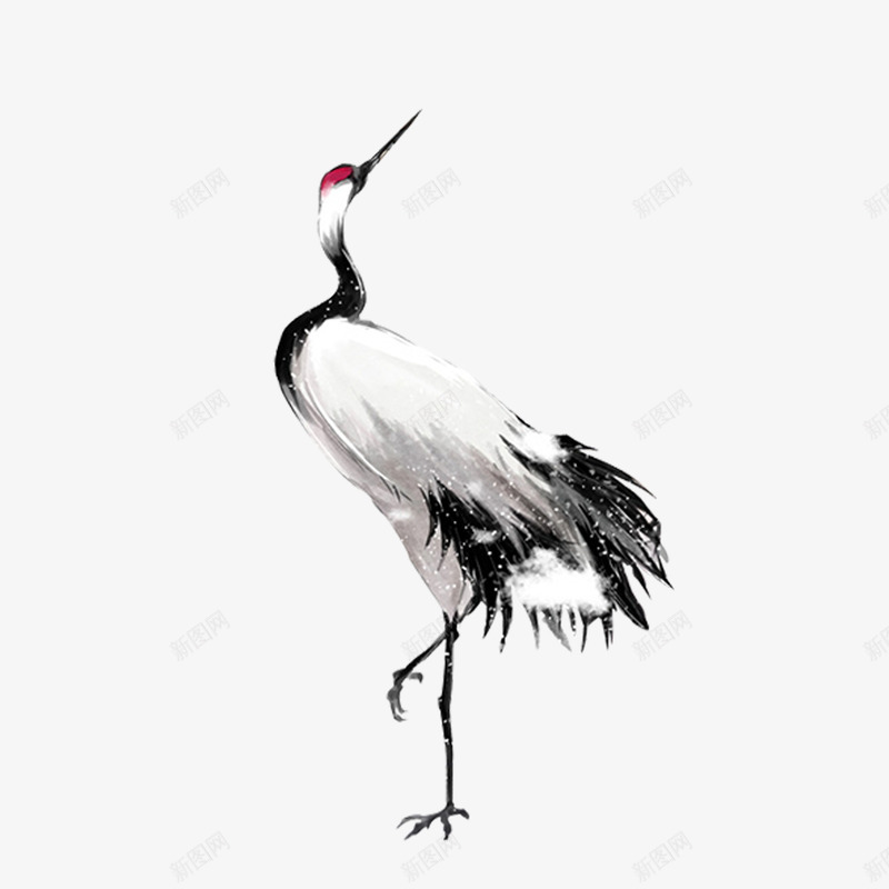 中国风白露丹顶鹤png免抠素材_新图网 https://ixintu.com 中华文化 中国风 丹顶鹤 二十四节气 传统节日 国画 水墨 白露 红顶鹤