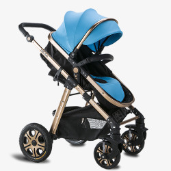 婴儿车产品实物蓝色婴儿推车高清图片