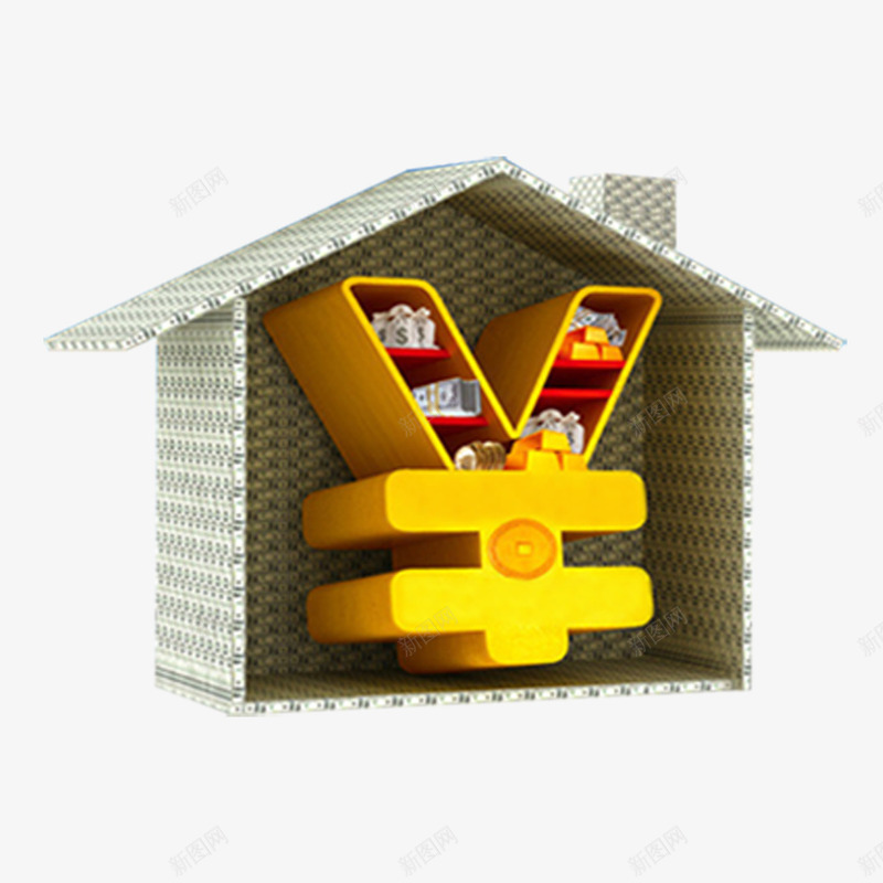 金钱房子psd免抠素材_新图网 https://ixintu.com 房子 白色 金钱