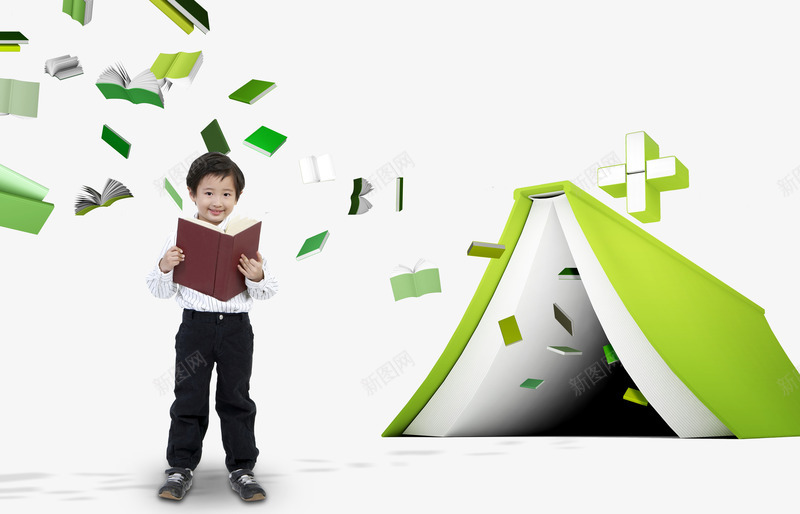 开学季png免抠素材_新图网 https://ixintu.com 上学 书本 儿童 男生