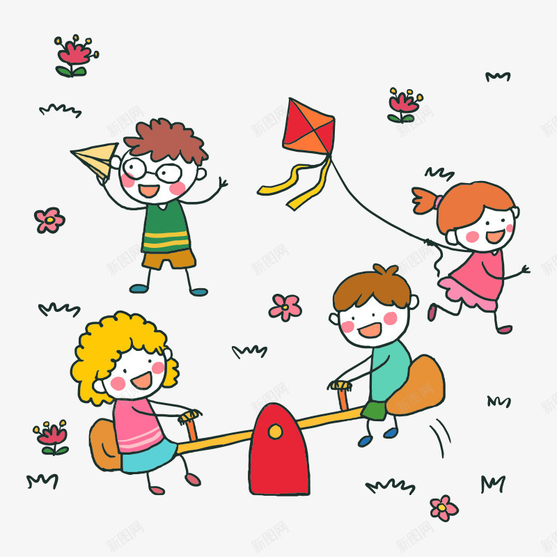 花朵纸飞机,男孩,女孩,彩绘,六一儿童节矢量图ai免抠素材_新图网 https://ixintu.com 六一儿童节 压跷跷板 女孩 彩绘 手拿飞机 男孩 矢量图 花朵纸飞机 跷跷板风筝