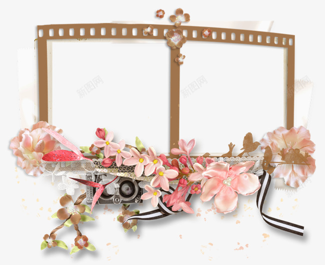 粉色相框png免抠素材_新图网 https://ixintu.com 桃花 相机 相框 粉色 边框