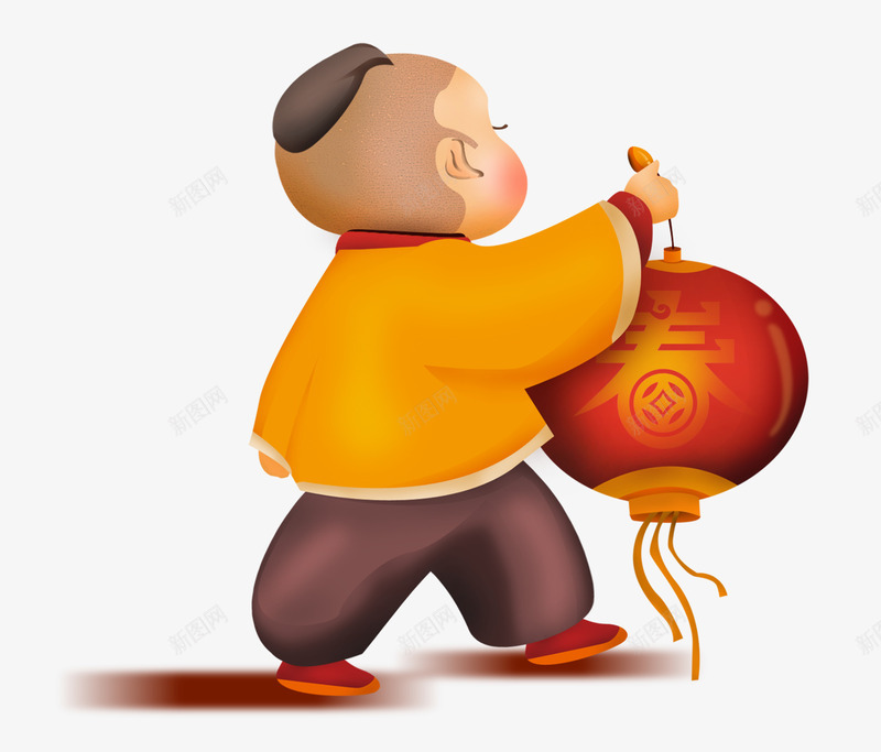 提灯笼的卡通人物png免抠素材_新图网 https://ixintu.com 2019 举灯 卡通人物 小朋友 新年 灯笼