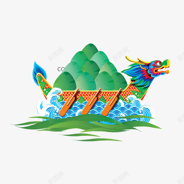 端午节背粽子龙舟png免抠素材_新图网 https://ixintu.com 端午节 粽子 粽子龙舟 龙舟