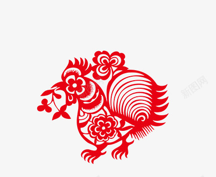 元宵节剪纸png免抠素材_新图网 https://ixintu.com 元宵节 元宵节海报素材 剪纸 节日元素 鸡年