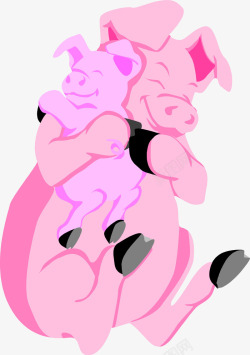 粉红猪免抠素材母猪抱小猪1高清图片
