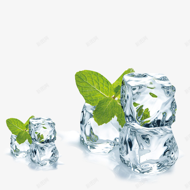 薄荷冰块png免抠素材_新图网 https://ixintu.com 冰冰 冰凉 冰块 冰爽 凉快 夏天 微凉 正方形冰块 薄荷 薄荷叶