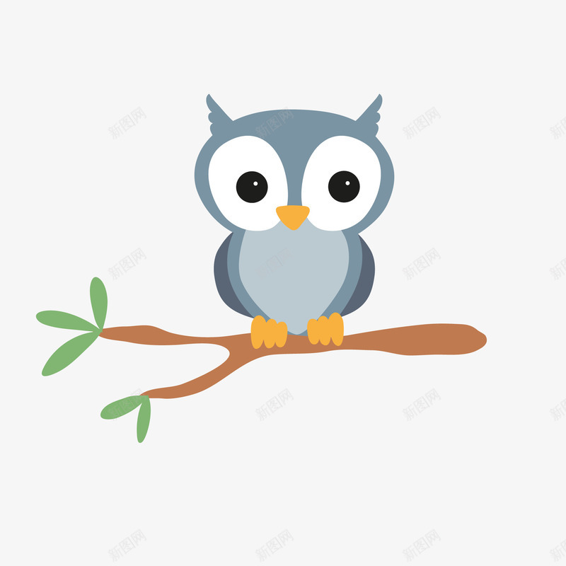 卡通站在树枝上的猫头鹰矢量图ai免抠素材_新图网 https://ixintu.com 动物设计 卡通 树枝 猫头鹰 鸟类动物 矢量图