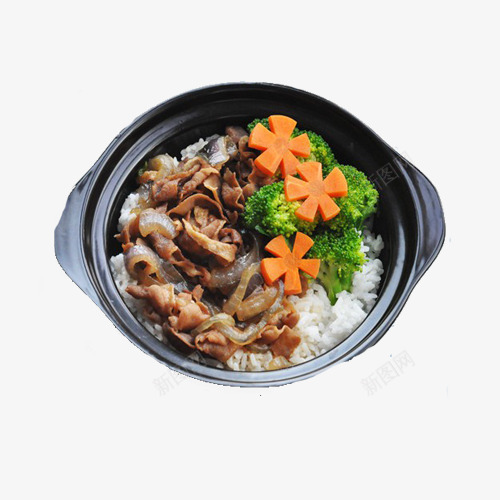 干锅肥牛饭png免抠素材_新图网 https://ixintu.com 传统美食 特制肥牛饭 米饭 肥牛 胡萝卜花 餐饮美食
