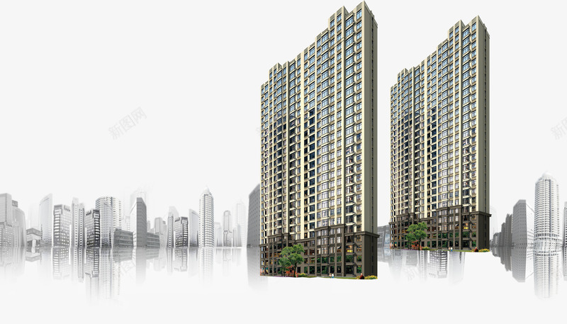 城市楼盘png免抠素材_新图网 https://ixintu.com 城市 楼房 楼盘 素材 繁华