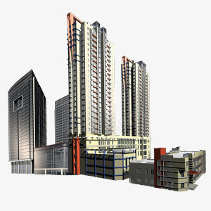 装饰楼房png免抠素材_新图网 https://ixintu.com 大厦 灰色 立体 高大