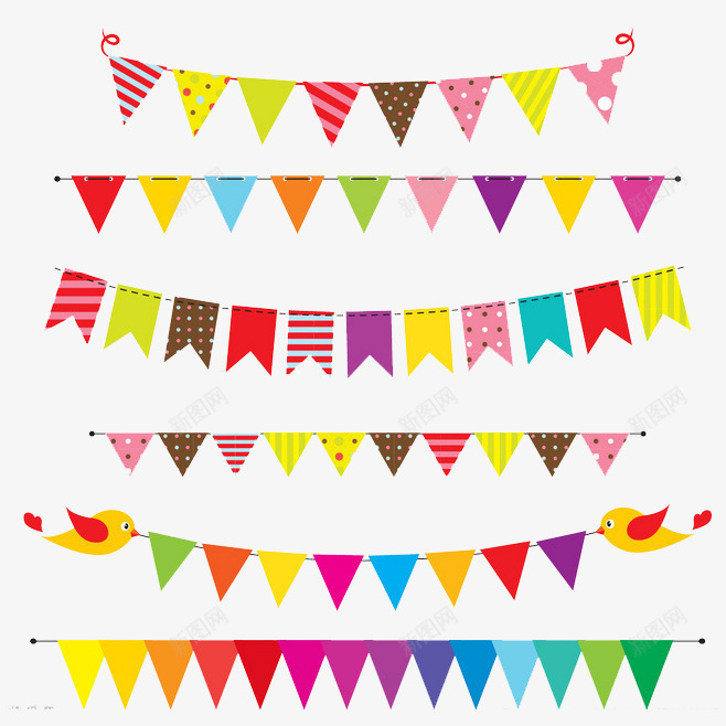 彩旗png免抠素材_新图网 https://ixintu.com 彩色 拉旗与生日 旗帜 生日旗帜 节日 装饰