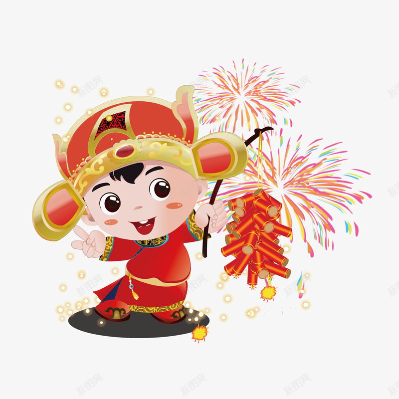 猪年财神放鞭炮png免抠素材_新图网 https://ixintu.com 免抠图 放鞭炮 新年大吉 新年快乐 设计图 财神驾到