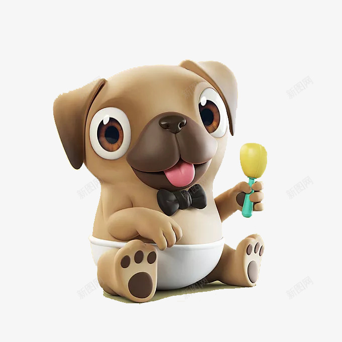 可爱八哥犬png免抠素材_新图网 https://ixintu.com 中国犬 八哥犬 动物 卡通 可爱 宠物 小型犬种 插画 萌