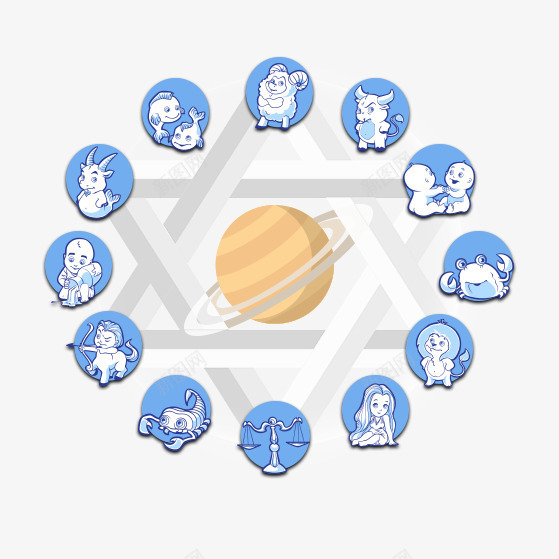 12星座png免抠素材_新图网 https://ixintu.com 卡通星座 星座 星座背景 蓝色星座