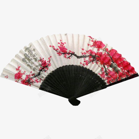 折扇png免抠素材_新图网 https://ixintu.com 中国风 复古折扇 扇子 桃花