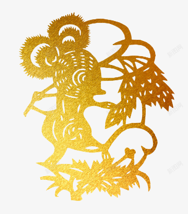 金鼠贺岁psd免抠素材_新图网 https://ixintu.com 2020年 传统文化 剪纸 剪纸艺术 金老鼠 金色老鼠 鼠年 鼠年大吉