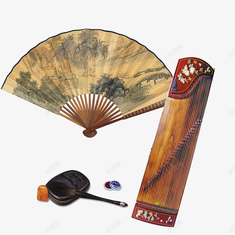 笔墨琴艺古风扇子png免抠素材_新图网 https://ixintu.com 古风 扇子 琴艺 笔墨