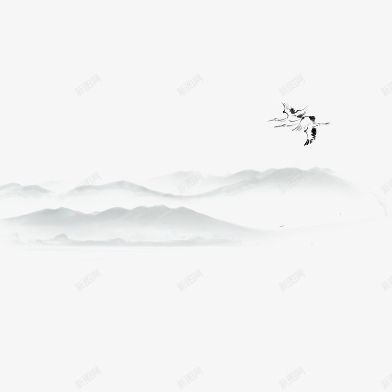 素雅飞鹤山水墨画psd免抠素材_新图网 https://ixintu.com 免抠 山水 山水墨图 山水墨画 水墨 水墨画 画画 素气 素雅 飞鹤