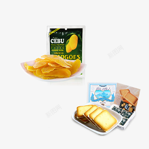 芒果干与饼干png免抠素材_新图网 https://ixintu.com 产品实物 膜饼 芒果干 进口食物 零食 饼干