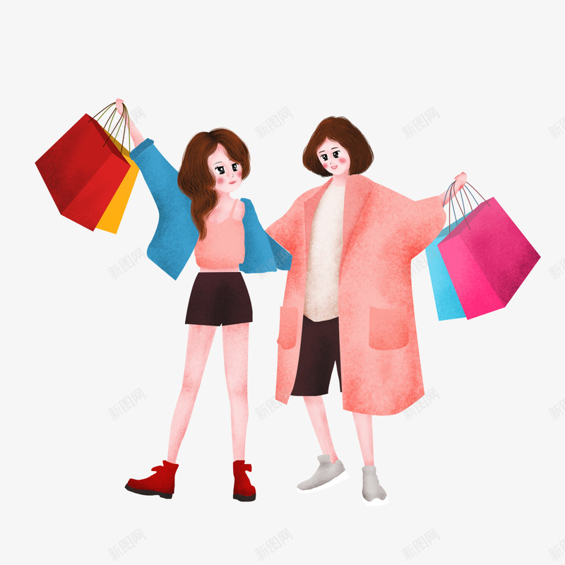 两个购物满载而归的女生psd免抠素材_新图网 https://ixintu.com 两个女生 优惠 促销 满载而归 电商活动 购物