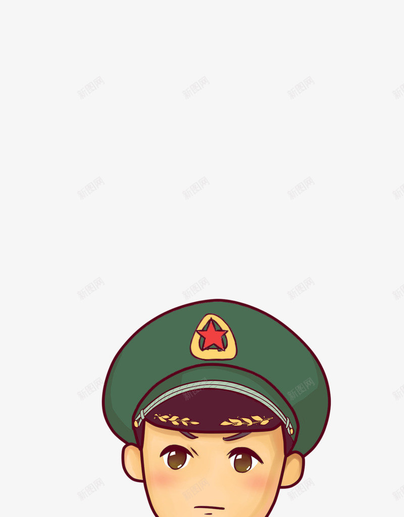 戴大头帽的兵哥哥png免抠素材_新图网 https://ixintu.com 军装 卡通 大头帽兵哥哥 手绘 绿色