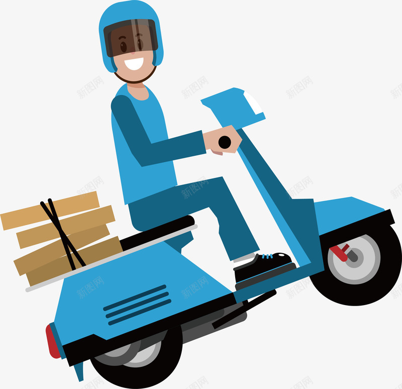 骑飞车送快递png免抠素材_新图网 https://ixintu.com 快递员 矢量png 蓝色摩托 送外卖 送快递 骑摩托