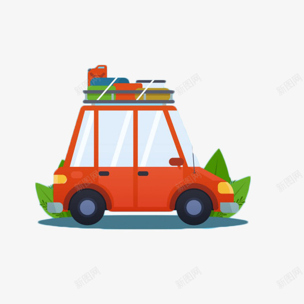 卡通载行李箱的小车png免抠素材_新图网 https://ixintu.com 卡通 小车 旅行 行李 行李箱