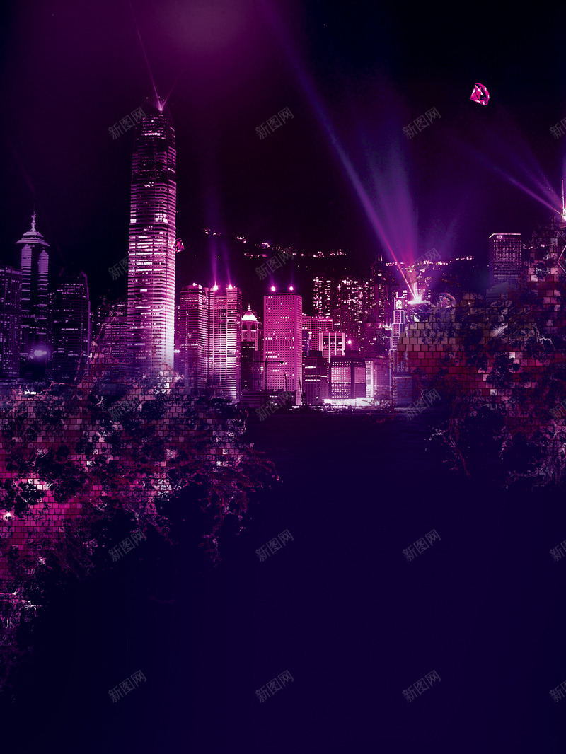 紫色灯光城市海报背景png设计背景_新图网 https://ixintu.com 华灯初上 城市 情人 海报 灯光 紫色 背景