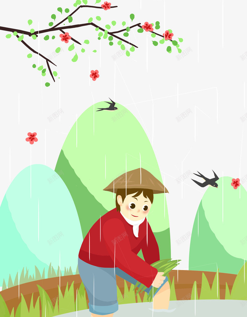 谷雨插秧耕种种田psd免抠素材_新图网 https://ixintu.com 农民种田 插秧 插秧卡通 种田 耕种 耕种画 谷雨